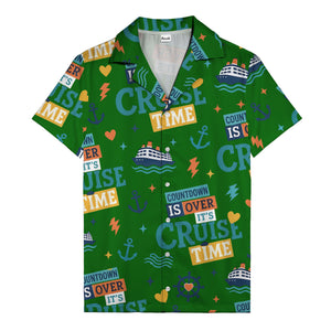 cruise ships & anchors cartoon fun hawaiian shirt for vacation