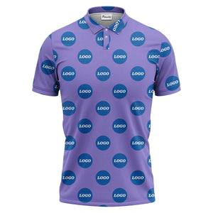 custom color logo polo shirt | bold branded repeating pattern