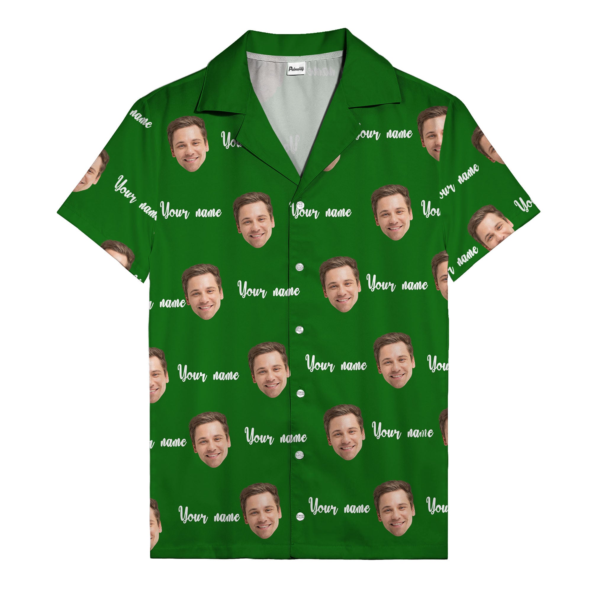 custom face portrait & personalized text repeat hawaiian shirt