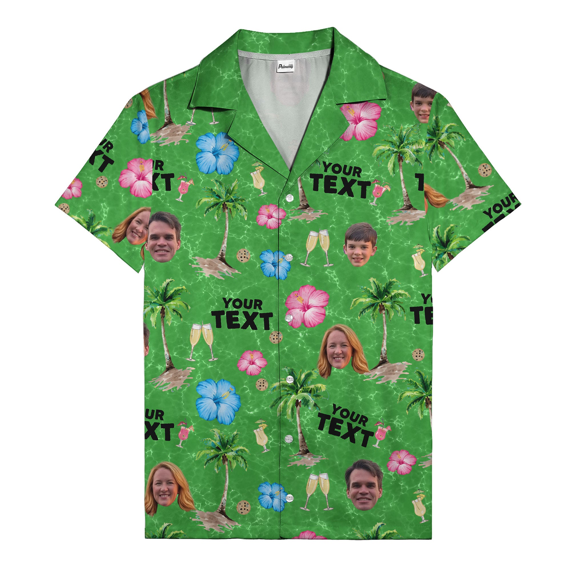 custom faces palm trees hibiscus watercolor hawaiian shirt for men