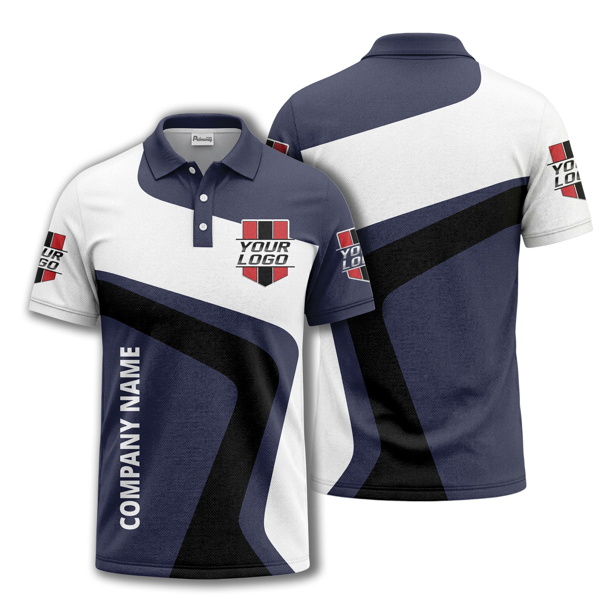 custom logo diagonal stripe corporate polo shirt for business uniforms