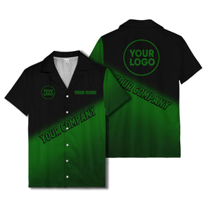 custom logo gradient black white corporate hawaiian shirt