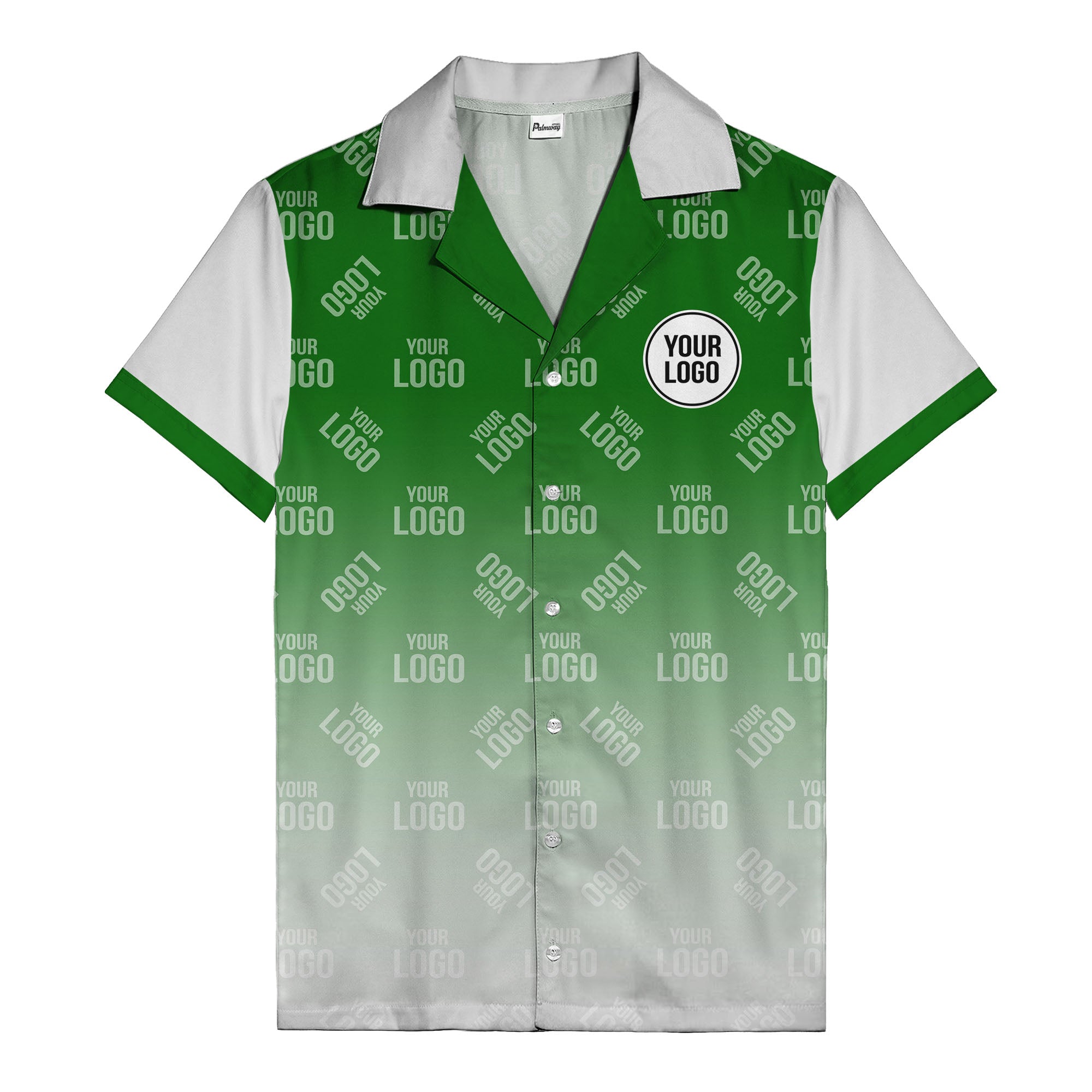 custom logo gradient fade black to white hawaiian shirt