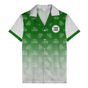 custom logo gradient fade black to white hawaiian shirt