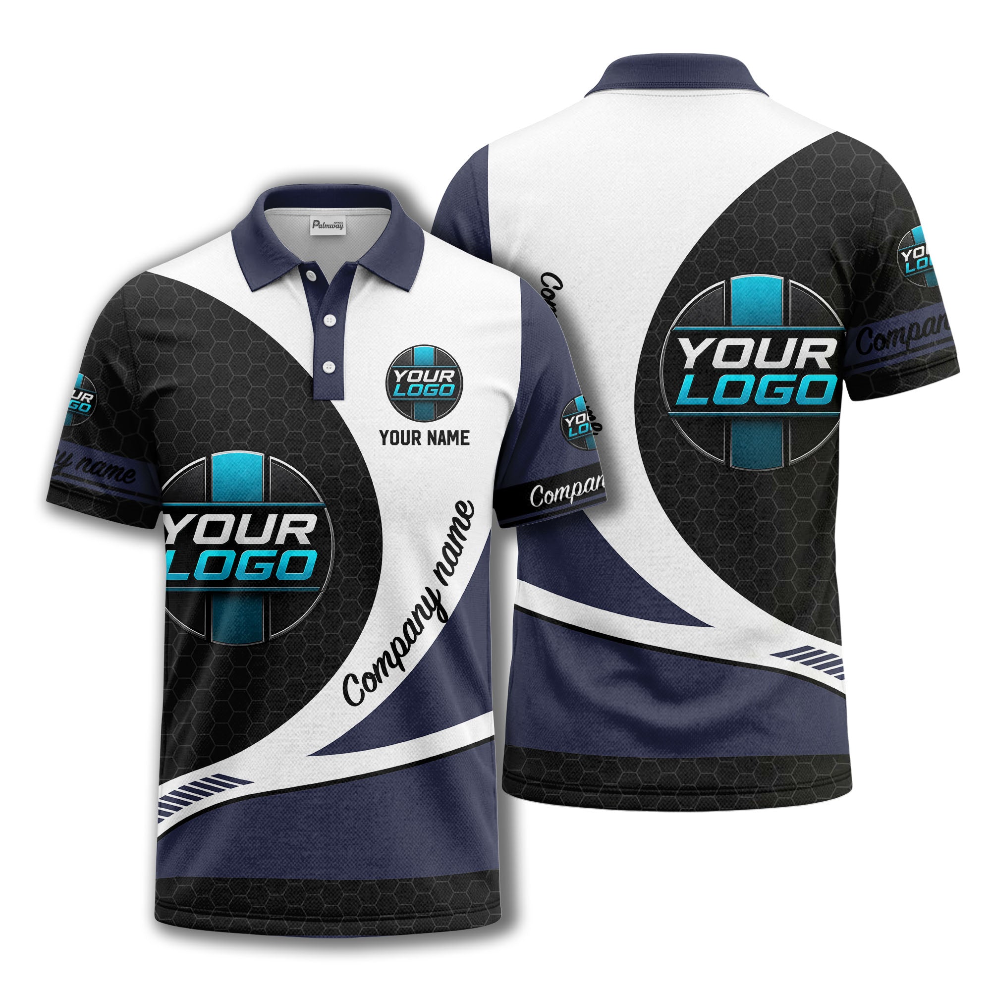 custom logo hexagon diagonal stripes polo shirt for men
