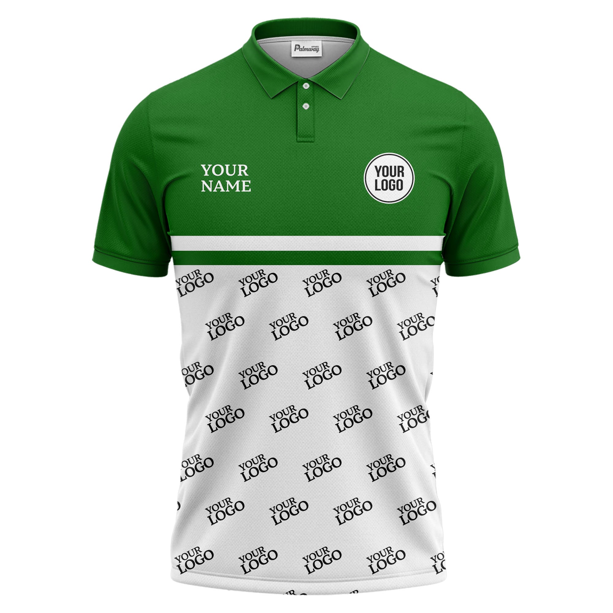 custom logos repeat monochrome black white corporate polo shirt