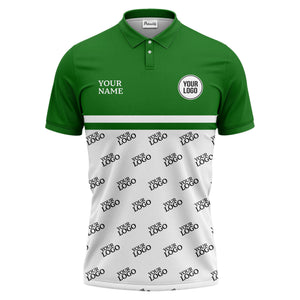 custom logos repeat monochrome black white corporate polo shirt