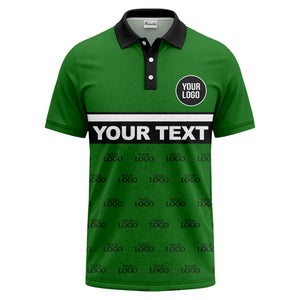 custom monogram logo repeat & text banner all over polo shirt