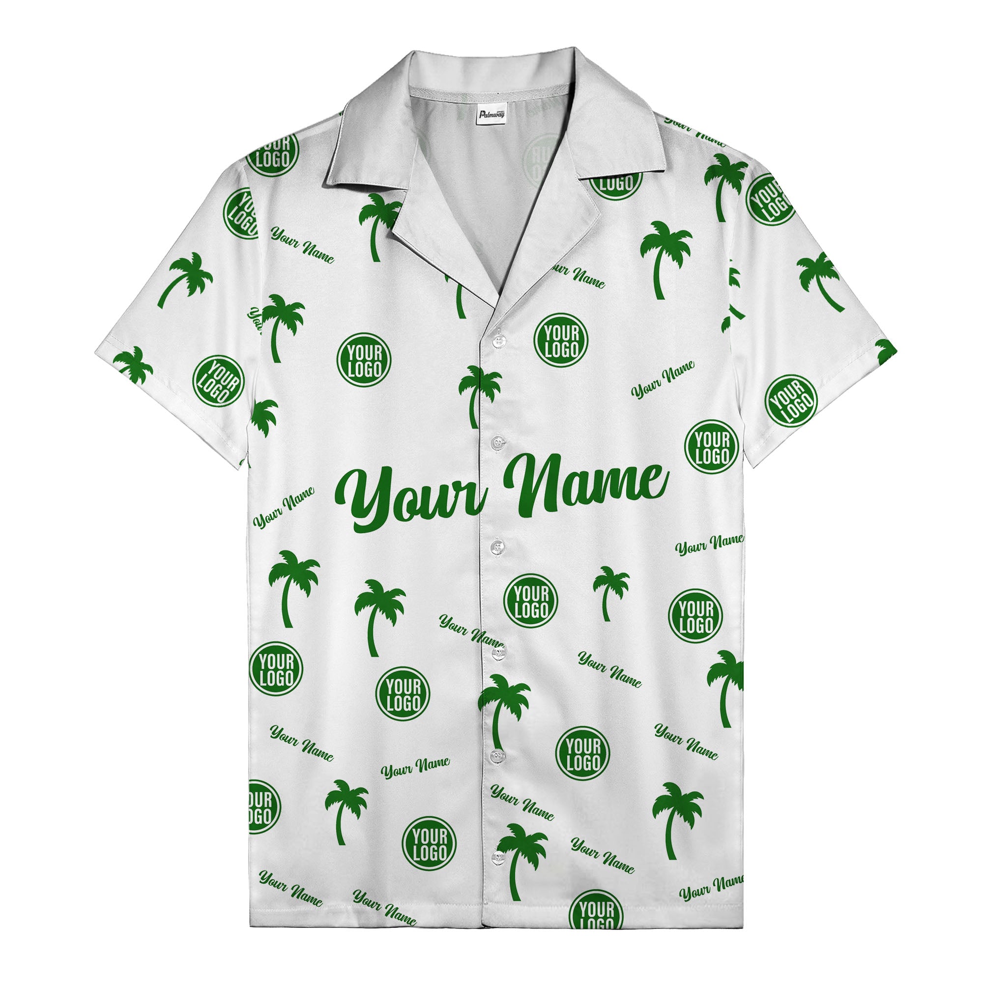 custom palm tree silhouette & name logo black white hawaiian shirt