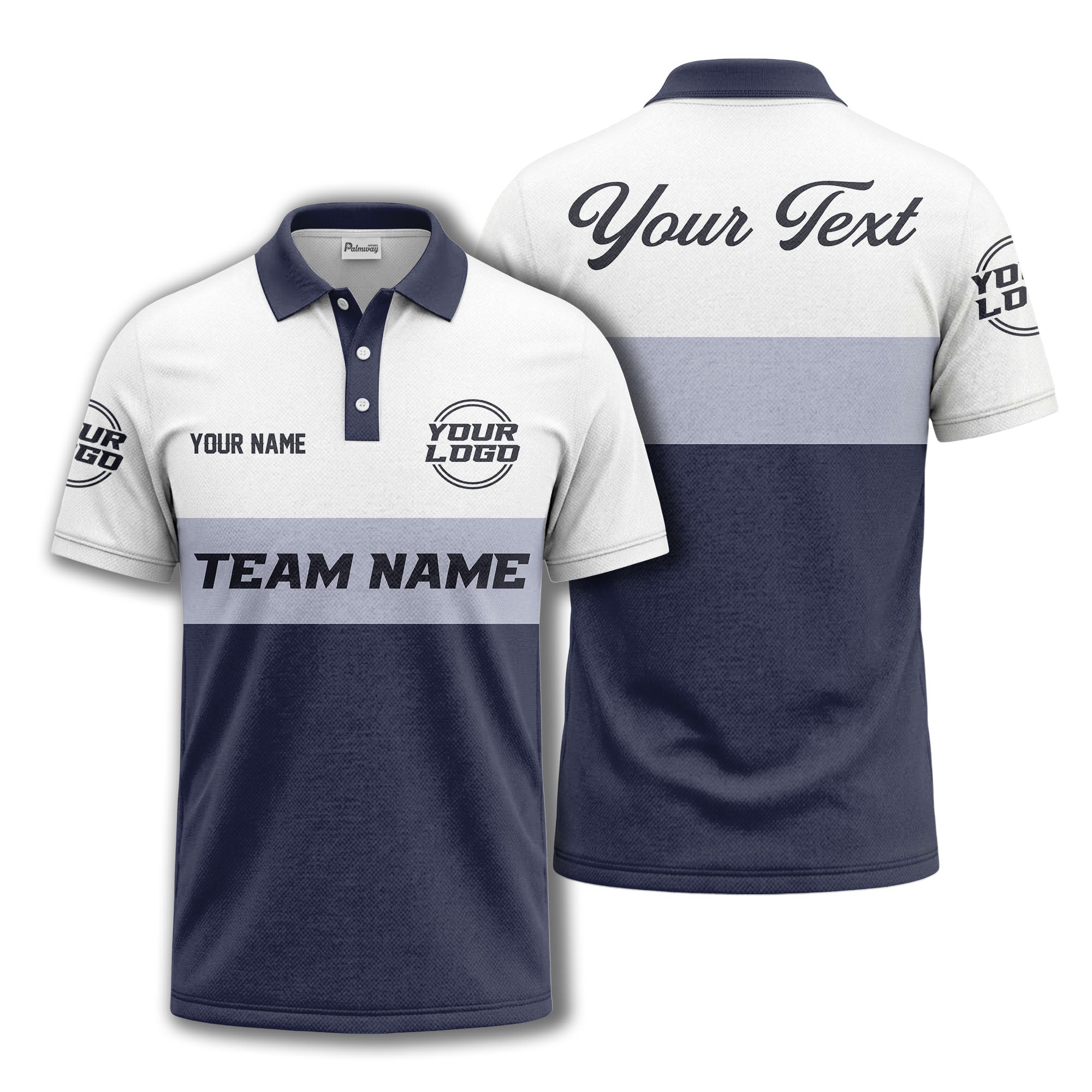 custom team name logo horizontal stripe polo shirt for men
