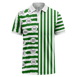 customizable black & white stripes with logo circles polo shirt