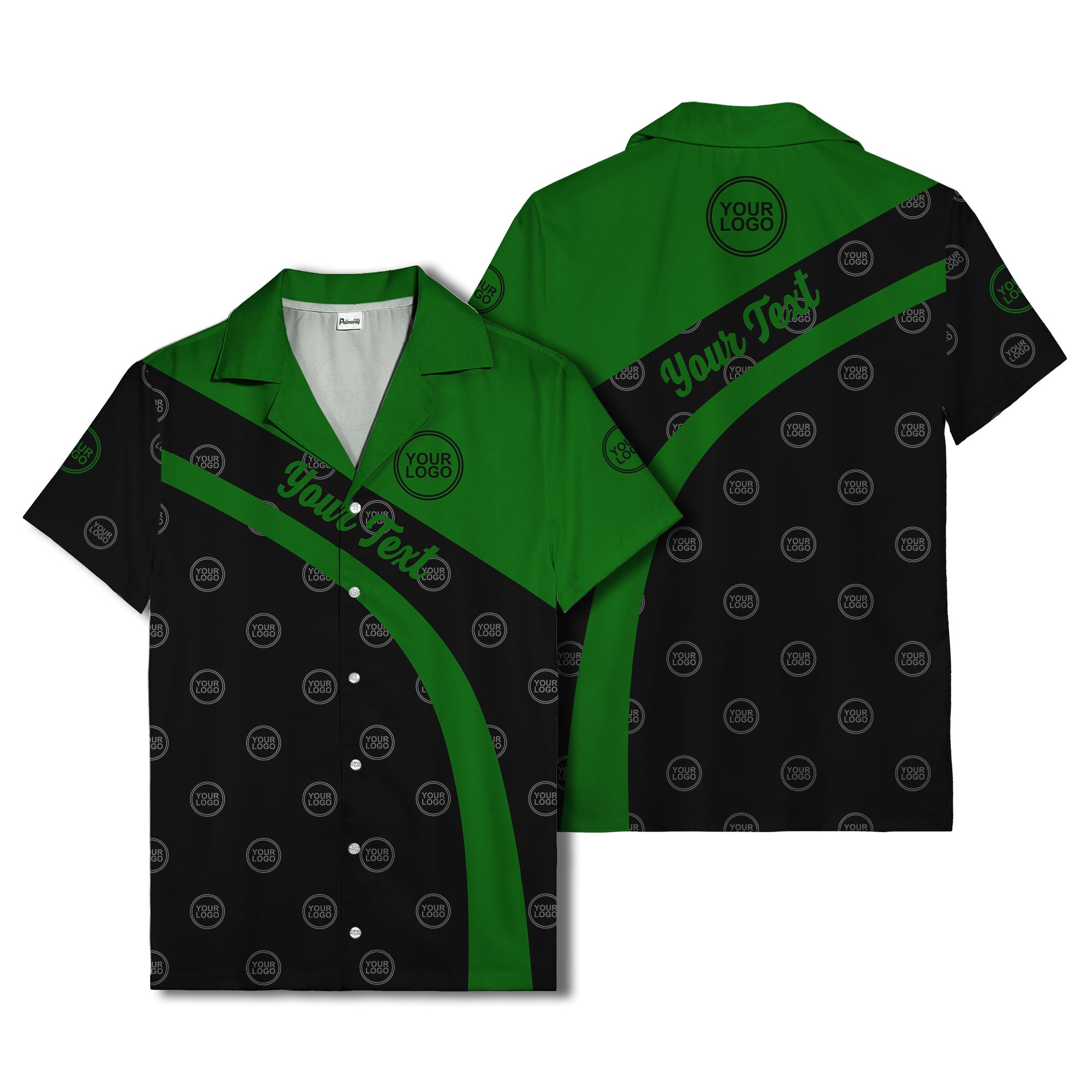 diagonal black stripe custom logo personalized hawaiian shirt