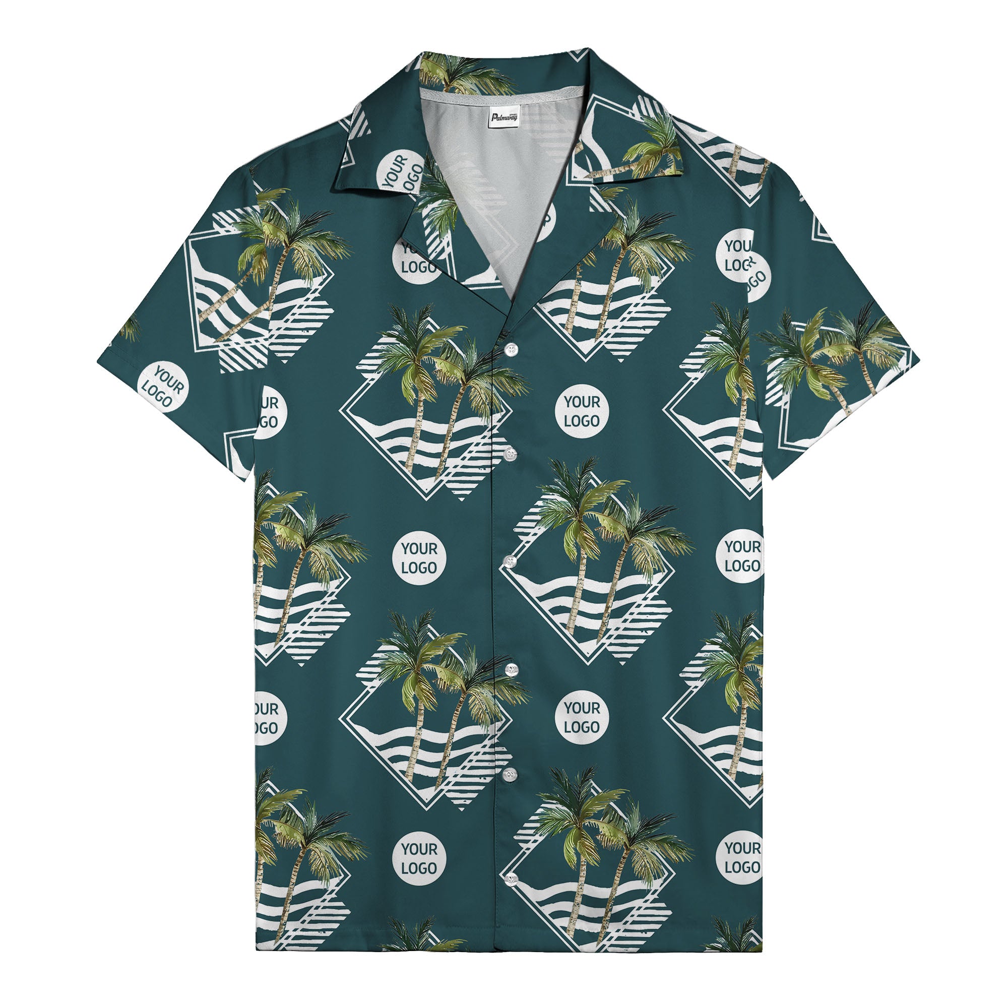 diamond waves & palm trees graphic hawaiian shirt for men