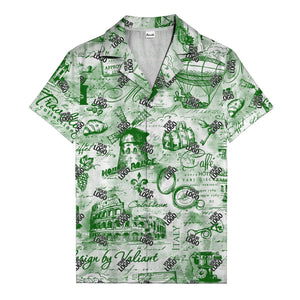 eiffel tower colosseum coffee sketch vintage travel hawaiian shirt