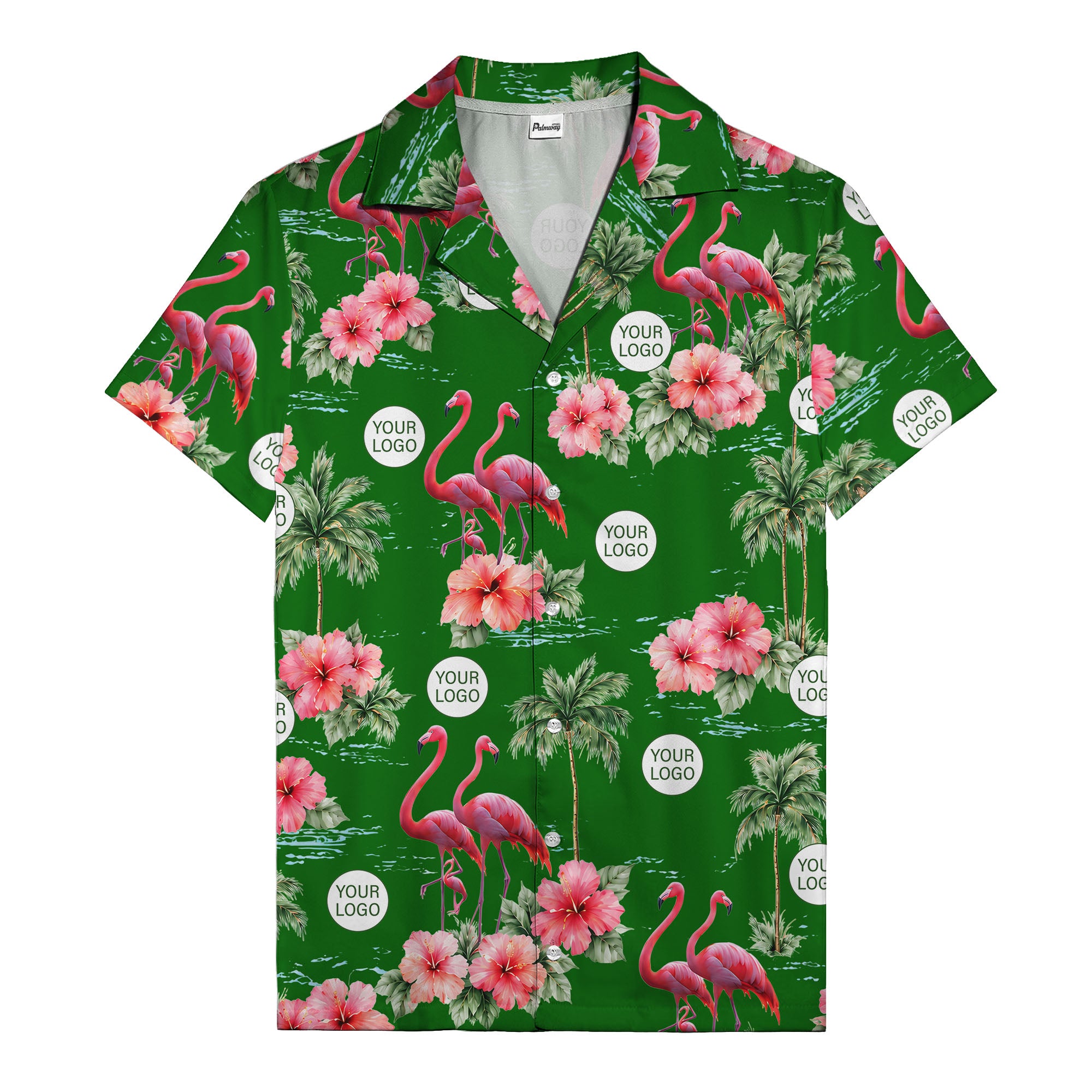 flamingo silhouettes palm trees hibiscus hawaiian shirt for men