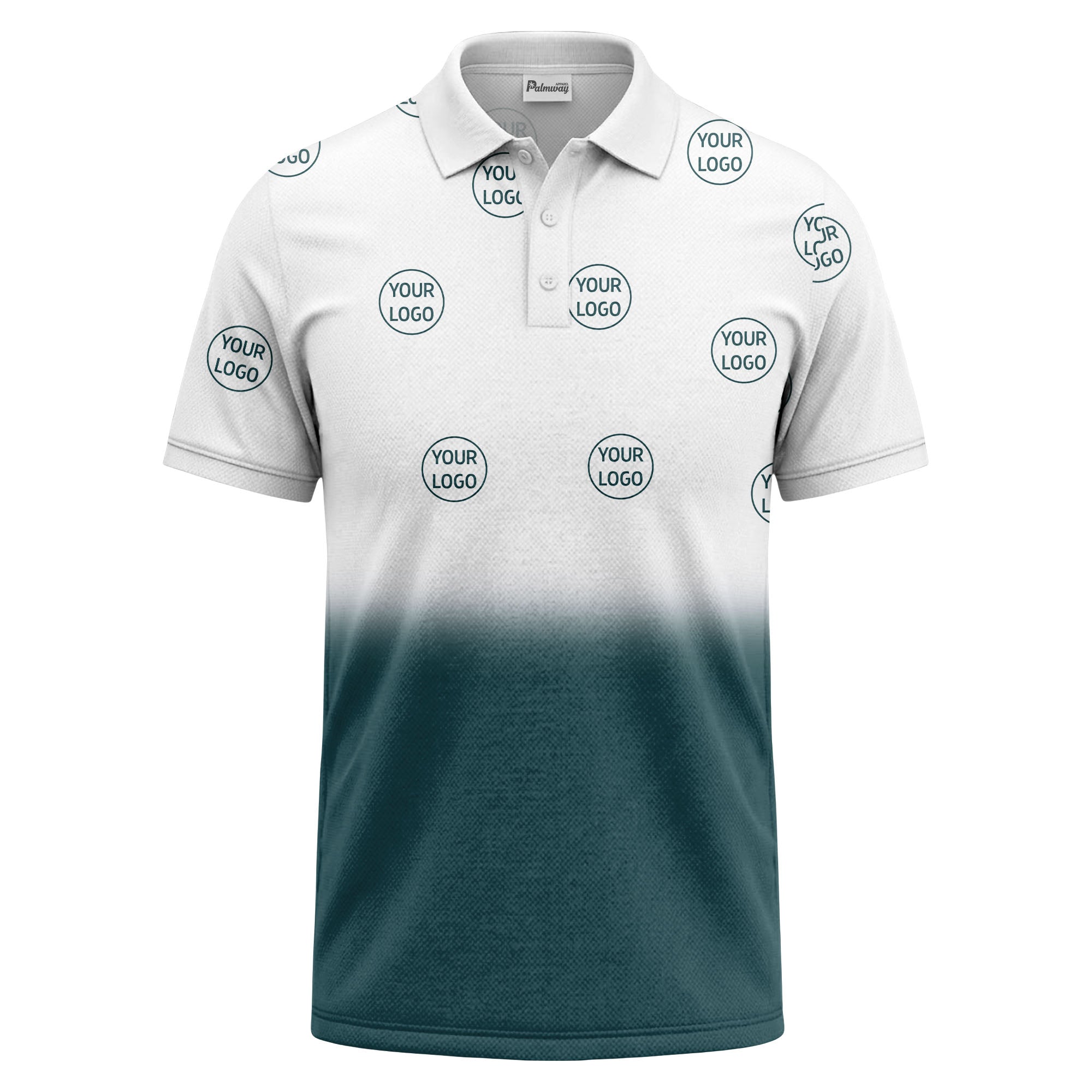 gradient black white custom logo repeat polo shirt