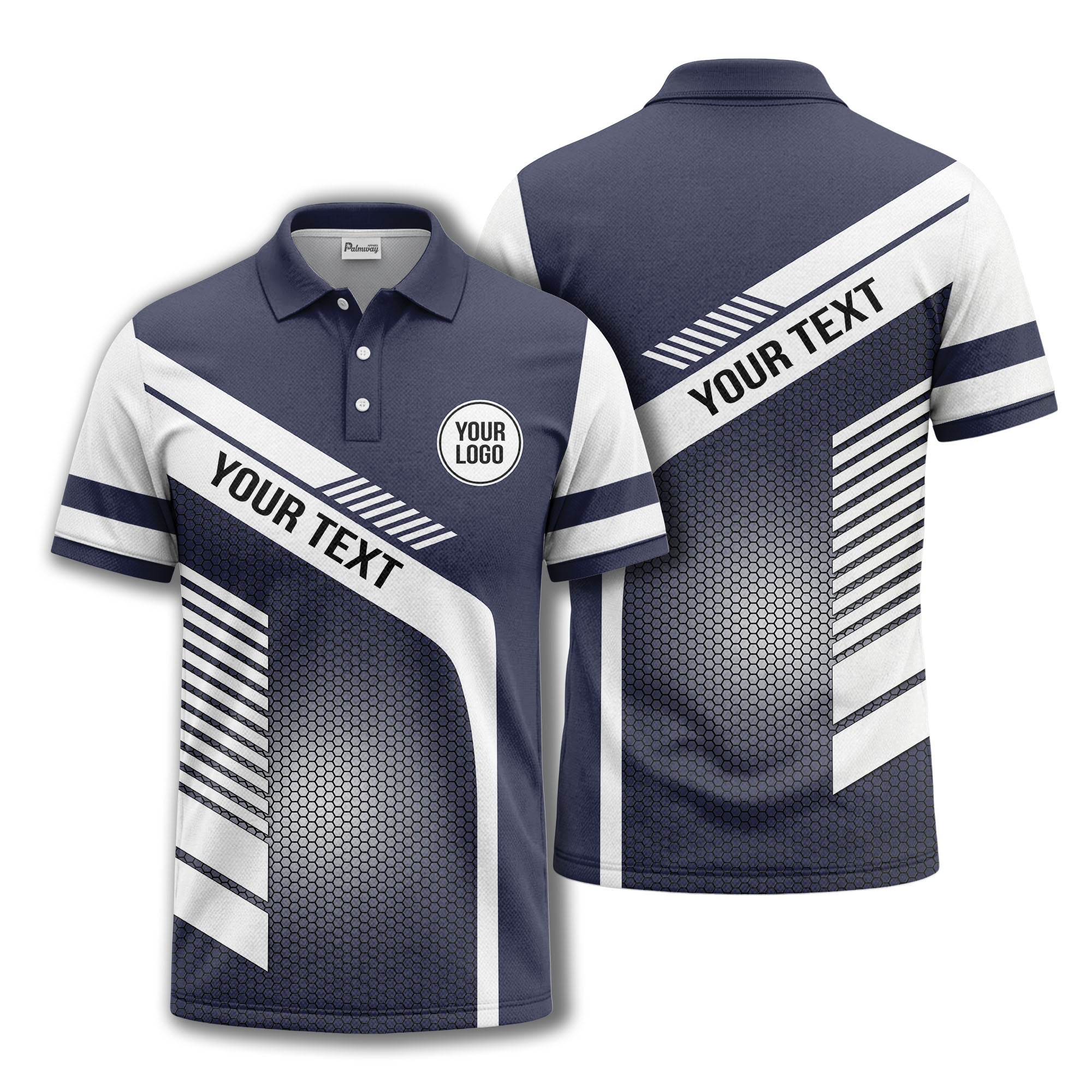 hexagon diagonal stripe geometric custom logo modern polo shirt