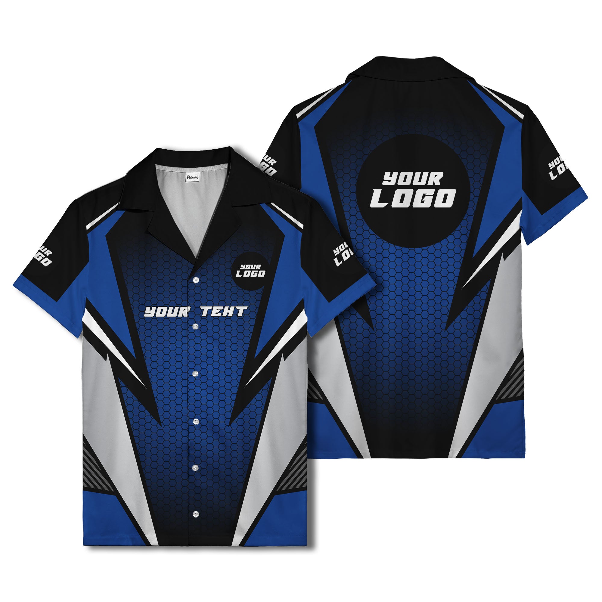 hexagon grid lightning bolt hawaiian shirt for men