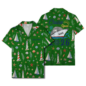 lighthouses sailboats seashells watercolor nautical hawaiian shirt for men