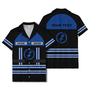 lightning bolt superhero uniform patch hawaiian shirt for men