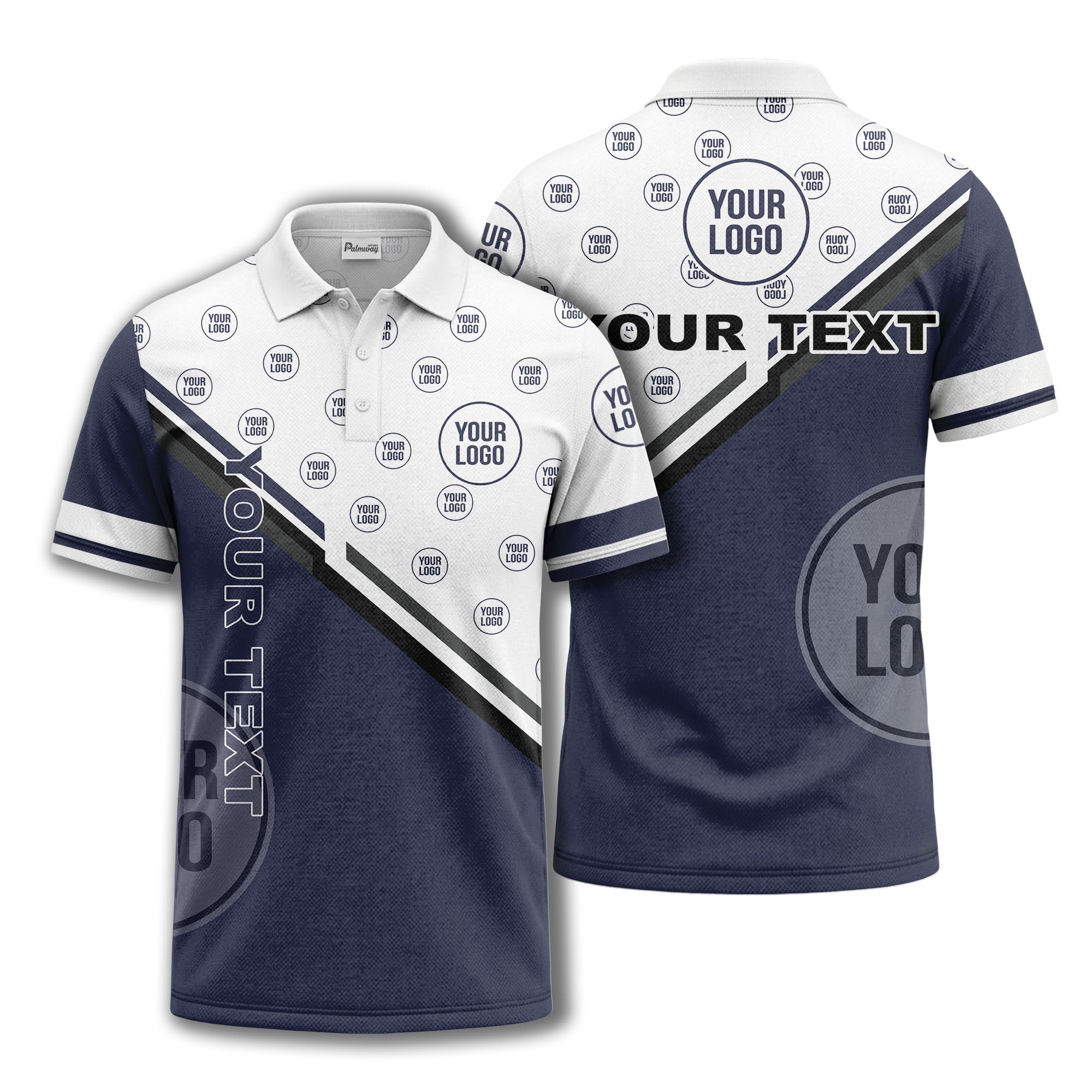 logo repeat diagonal stripe customizable polo shirt for teams
