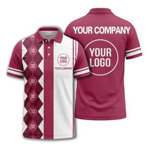monochrome argyle diamond & custom logo polo shirt