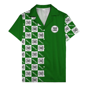 monochrome checkerboard custom logo repeat hawaiian shirt for men