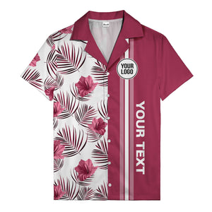 jet black monochrome tropical floral leaves hawaiian shirt for men