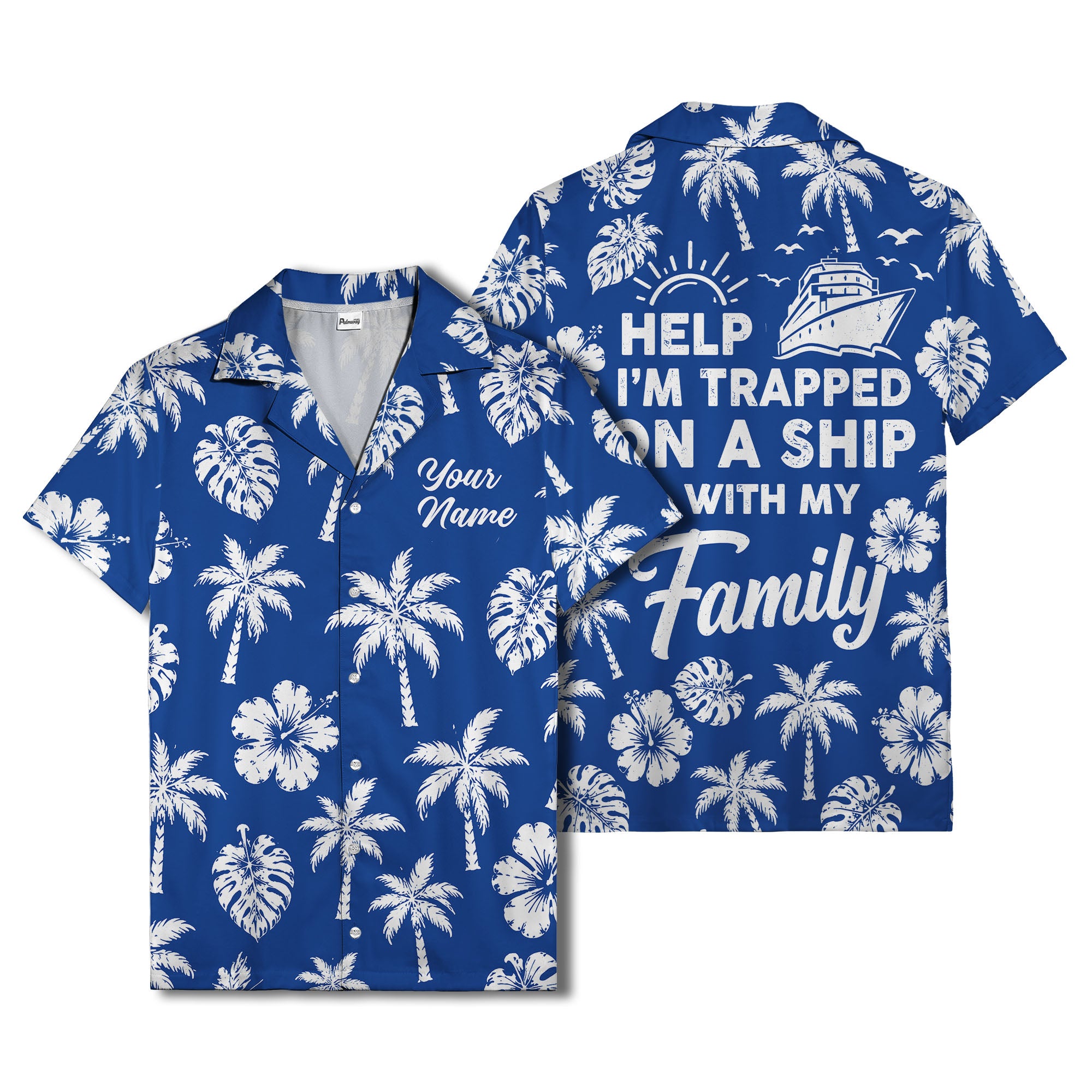 monochrome palm trees and hibiscus hawaiian shirt for men