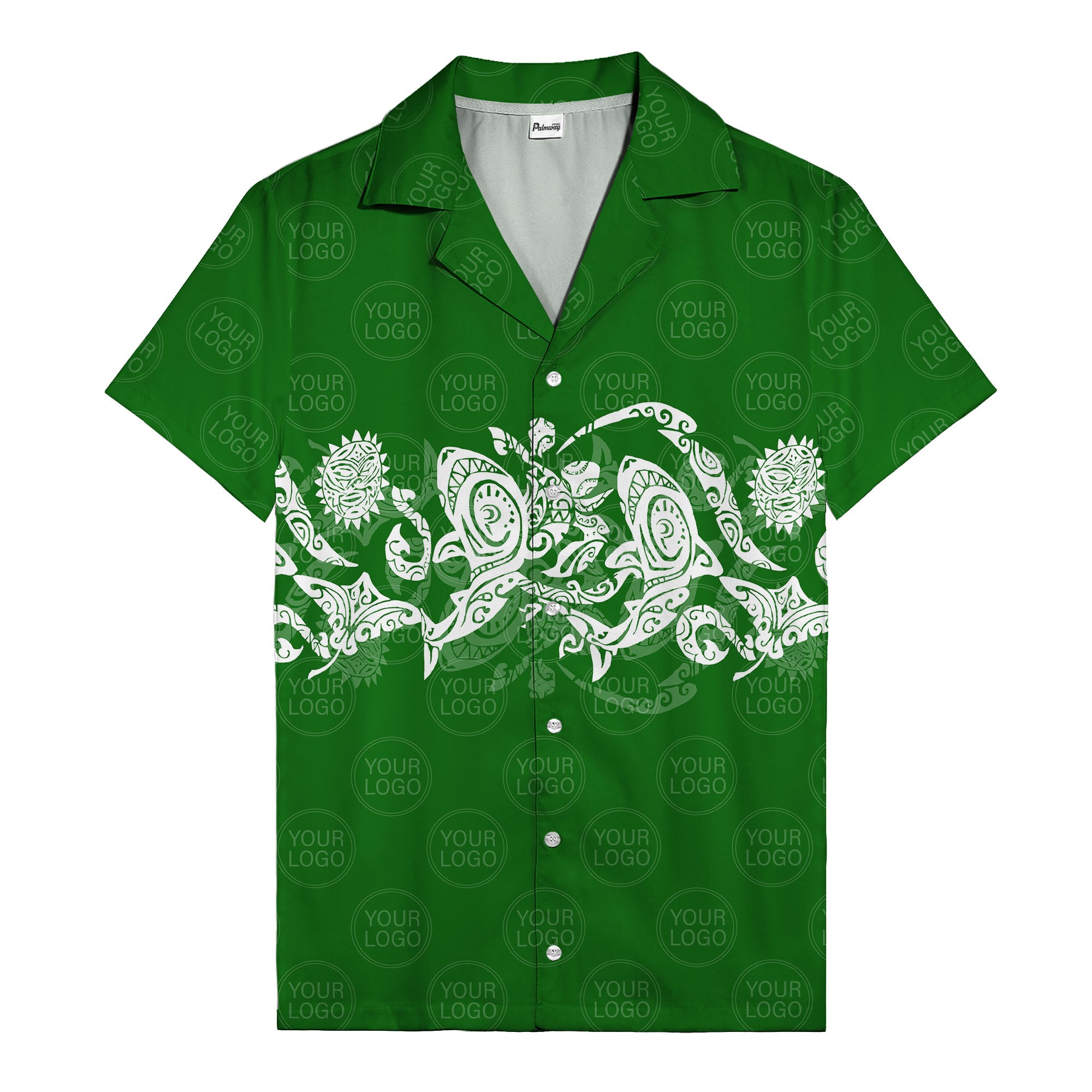 monochrome tribal turtle & sun motifs heritage hawaiian shirt