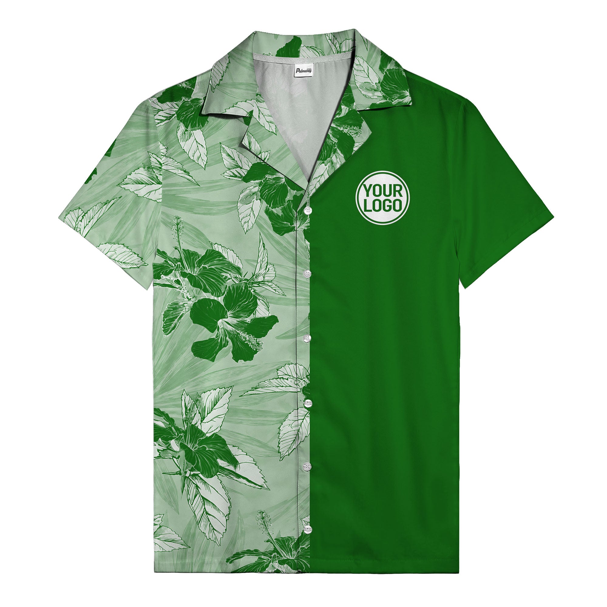 monochrome watercolor hibiscus and leaf repeat hawaiian shirt