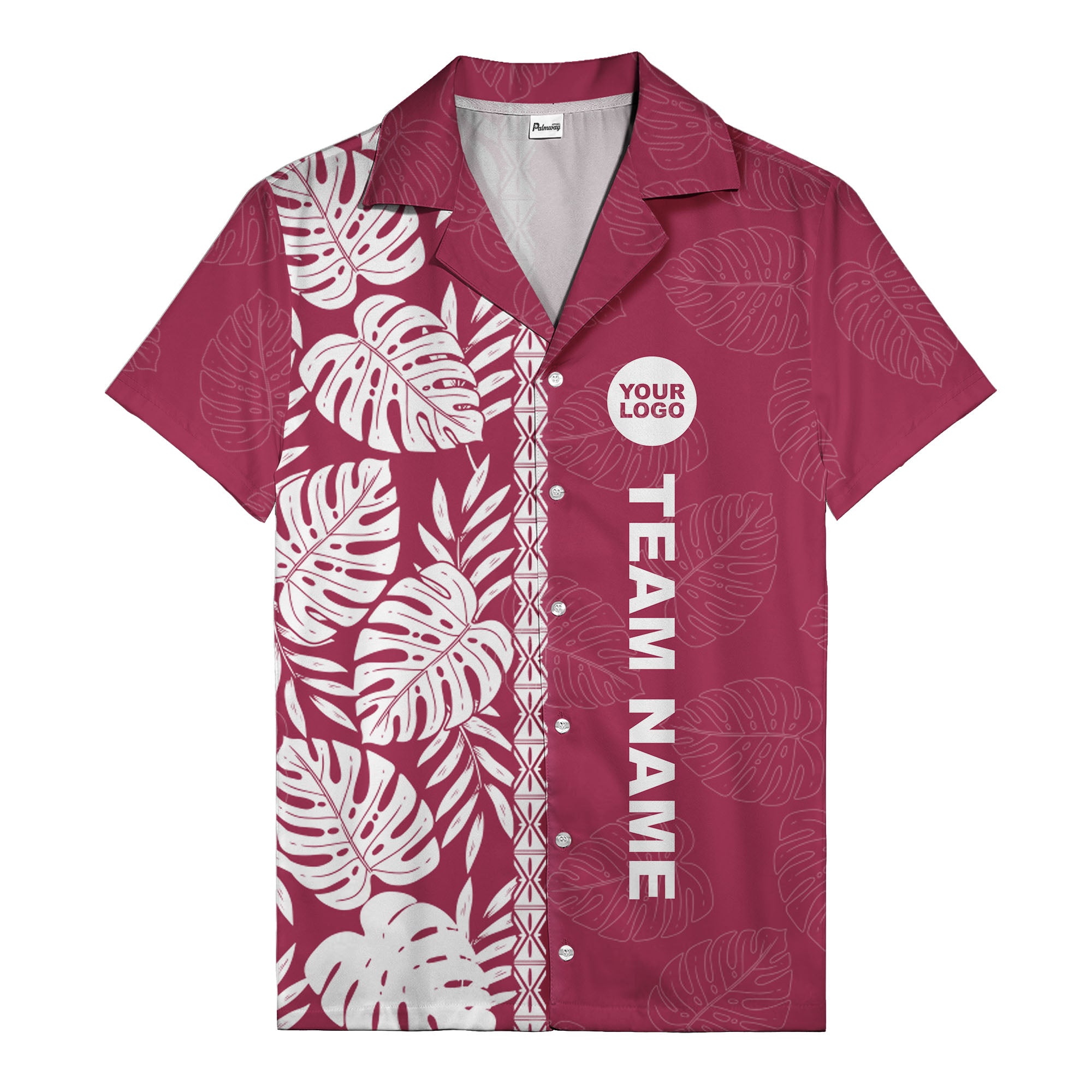 monstera leaf repeat black white graphic hawaiian shirt for men