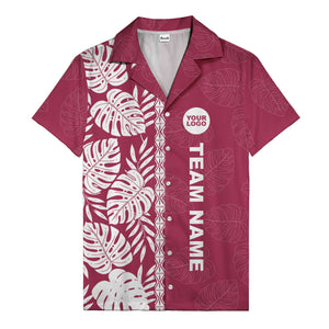 monstera leaf repeat black white graphic hawaiian shirt for men