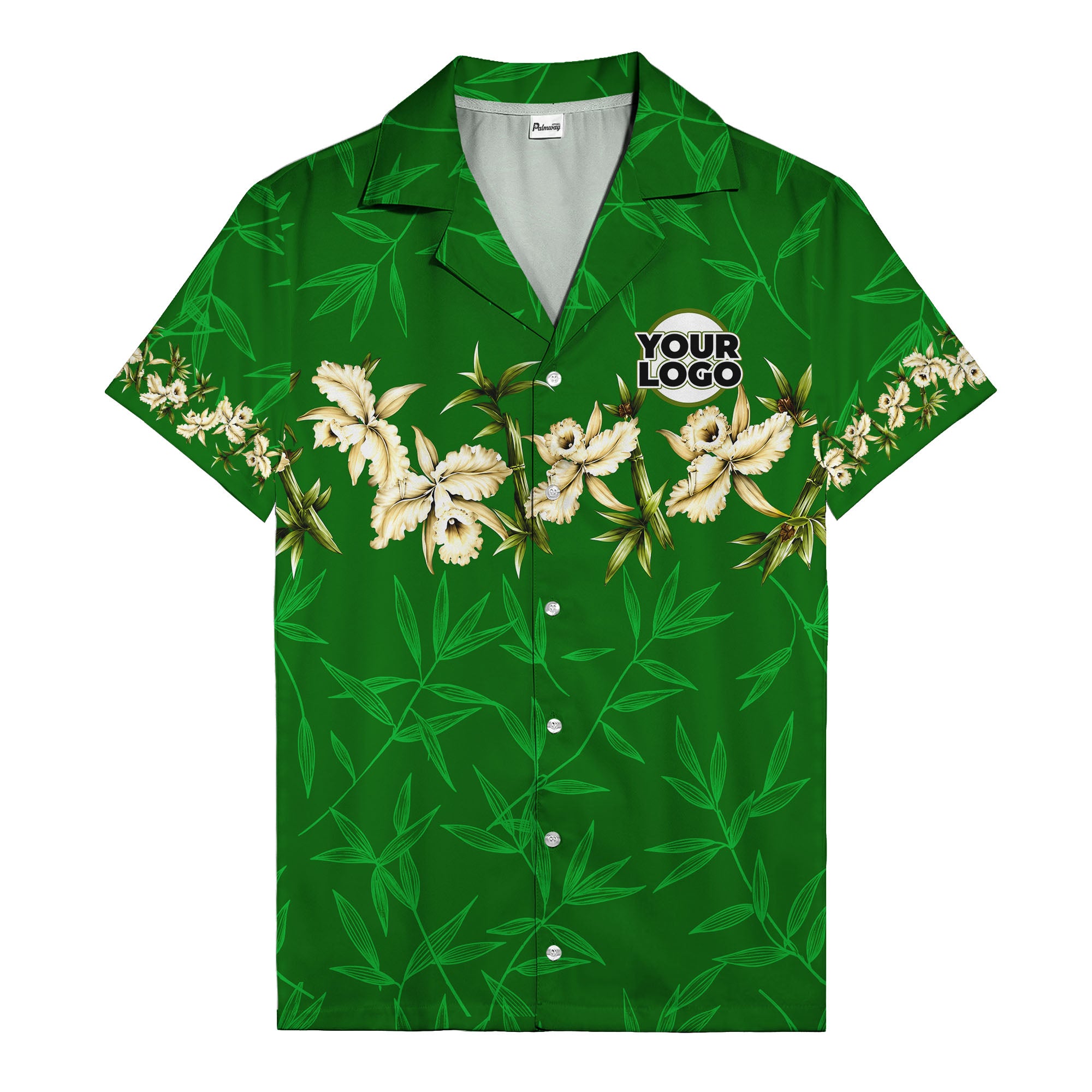 orchid & bamboo photoreal black hawaiian shirt