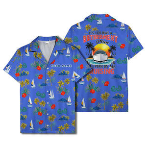 palm trees sailboats hibiscus island paradise hawaiian shirt