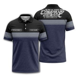 personalized department name gray stripe polo shirt for teams