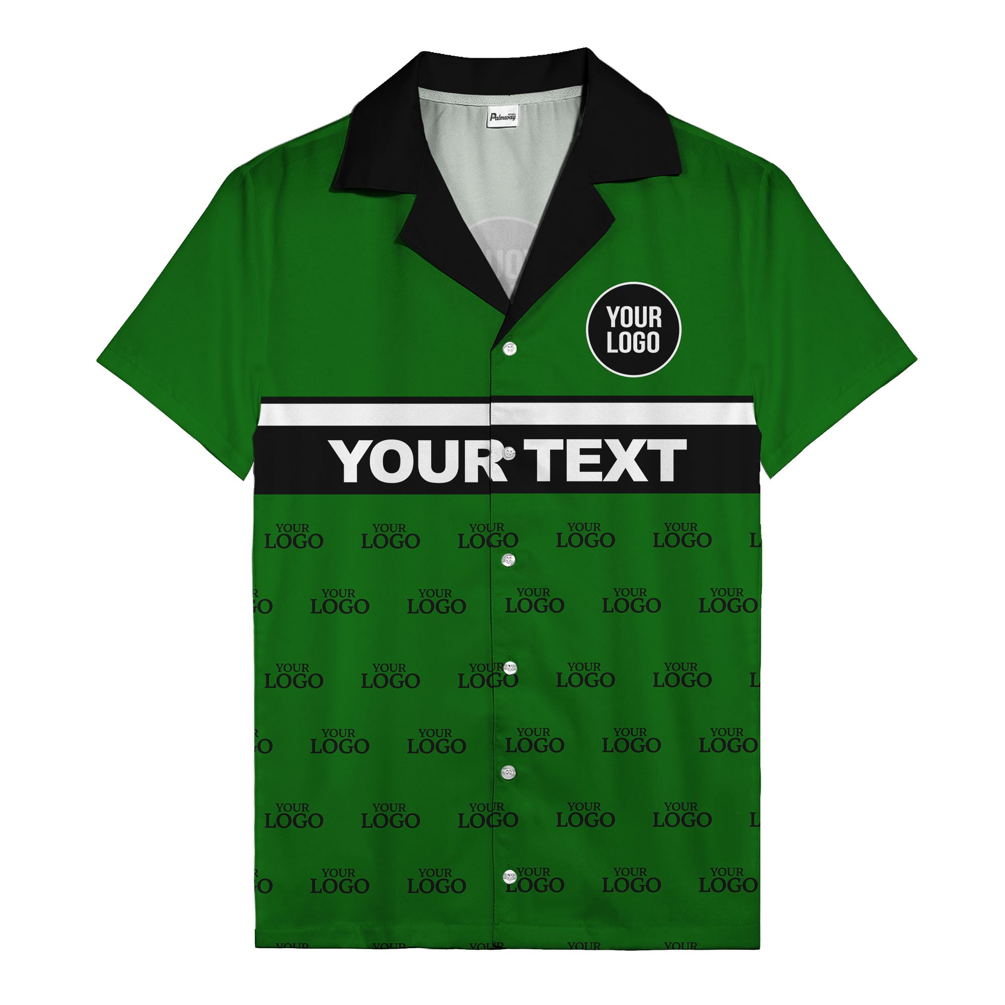 personalized logo & text striped hawaiian shirt for teams