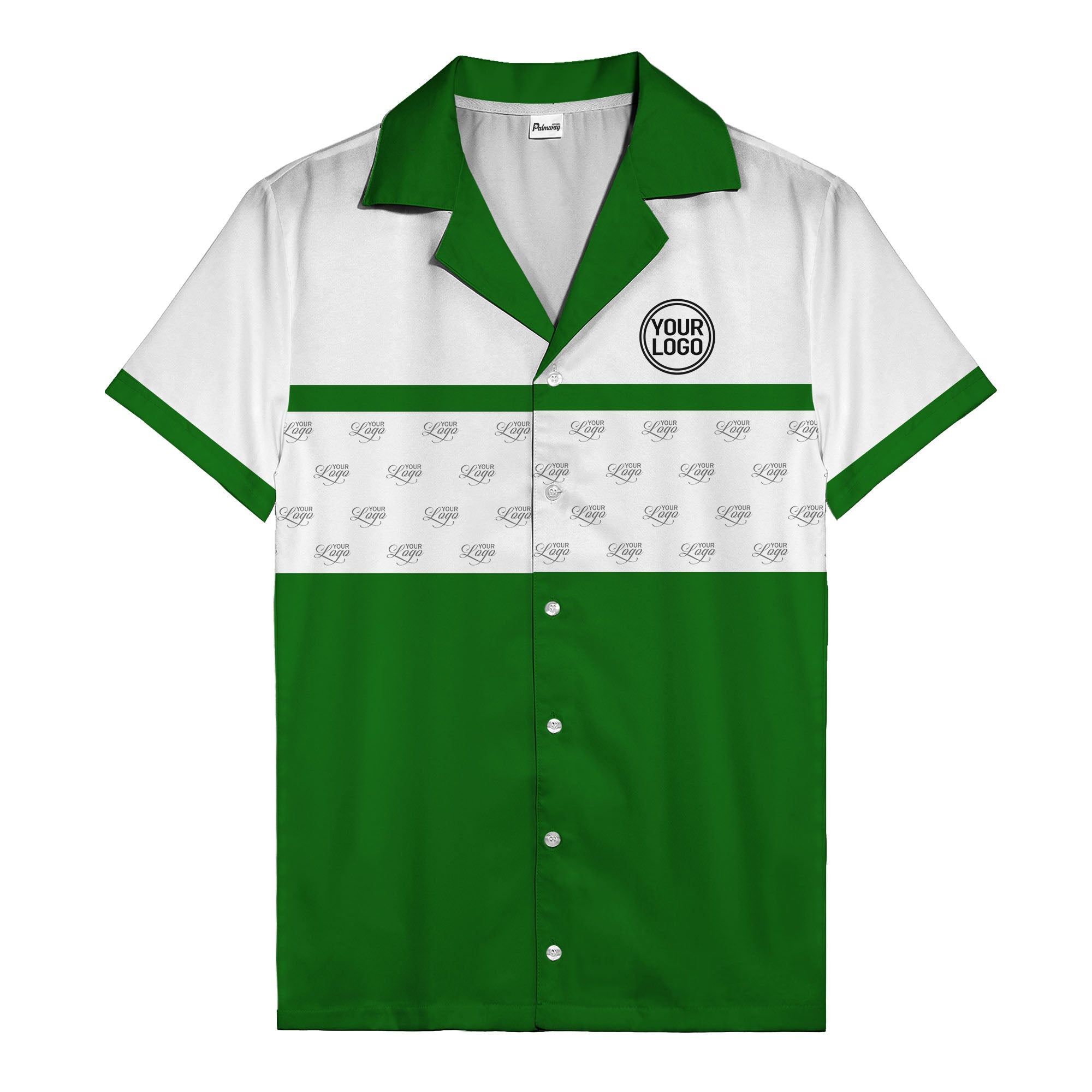 retro bowling custom logo repeat hawaiian shirt for men