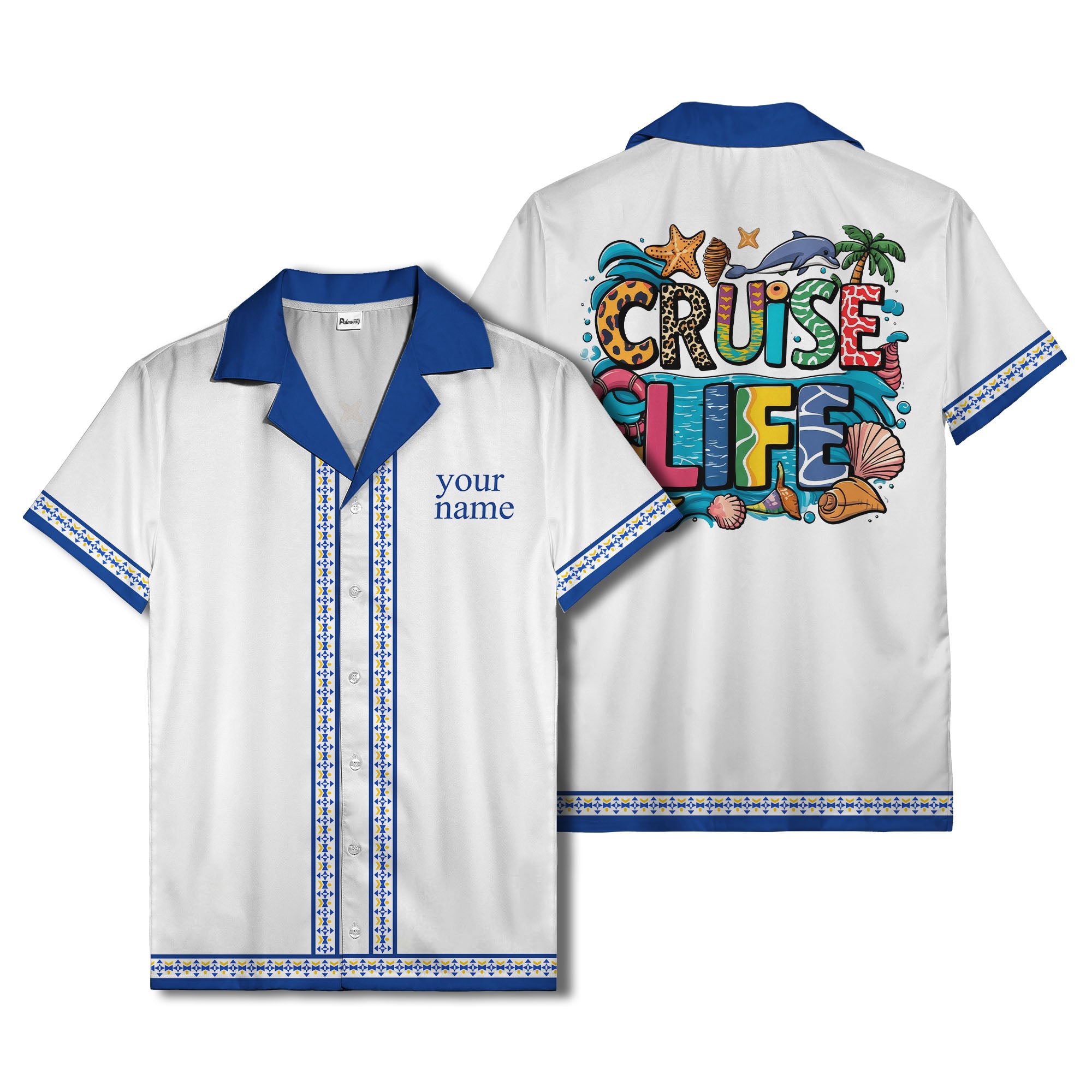 retro bowling diamond geometric personalized hawaiian shirt for men