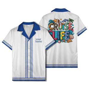 retro bowling diamond geometric personalized hawaiian shirt for men