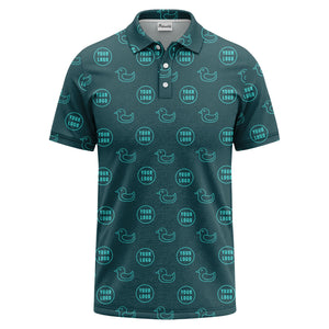 rubber duck & custom logo circle pattern polo shirt for men