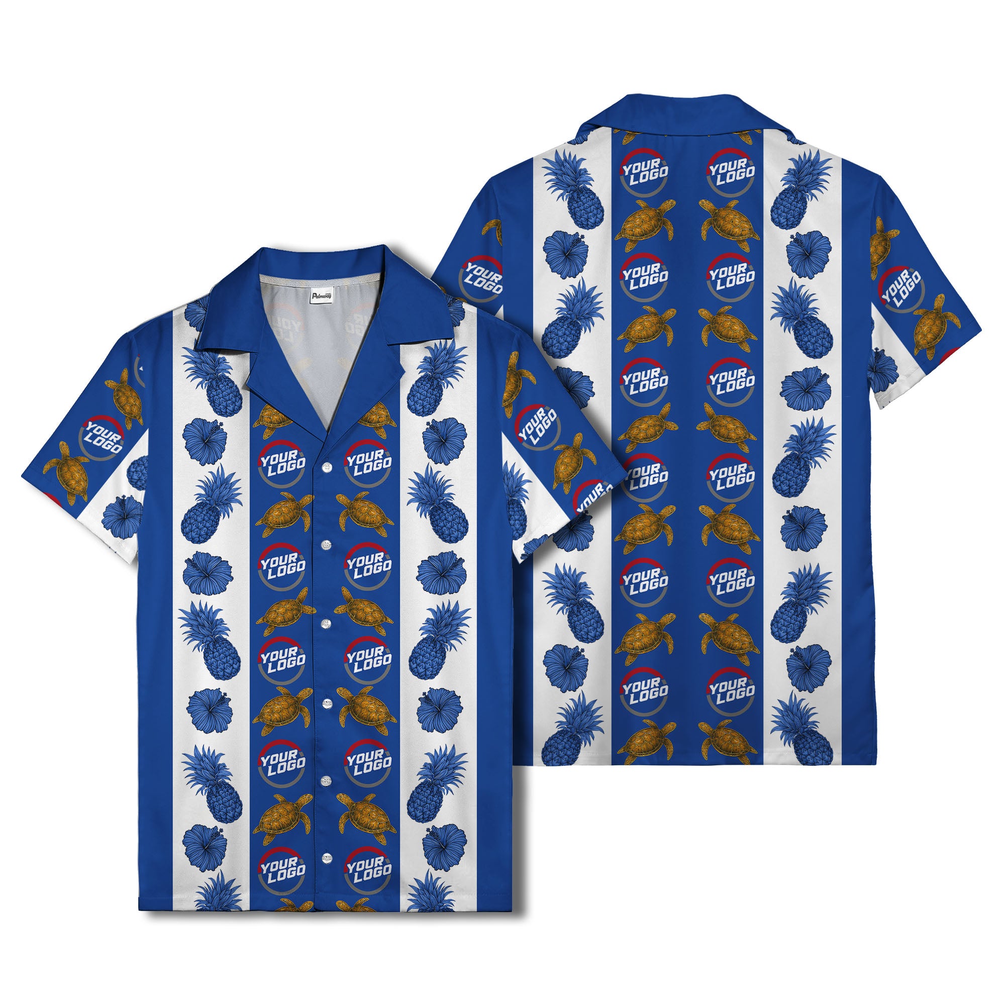 sea turtles & pineapple hibiscus striped hawaiian shirt
