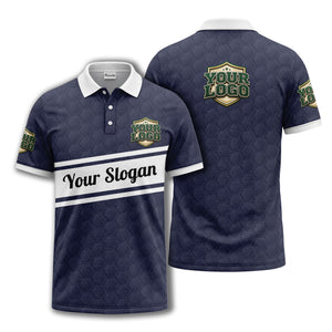 shield logo stars hexagon pattern polo shirt for men