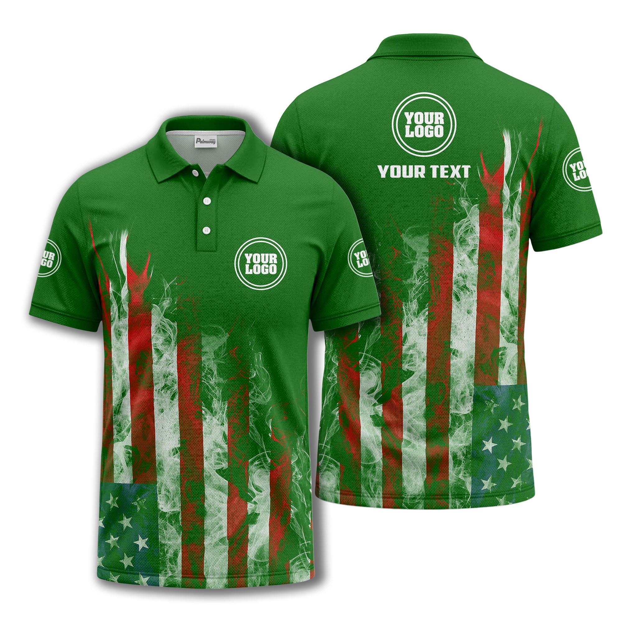 smoky american flag stars & stripes patriotic bold golf polo shirt