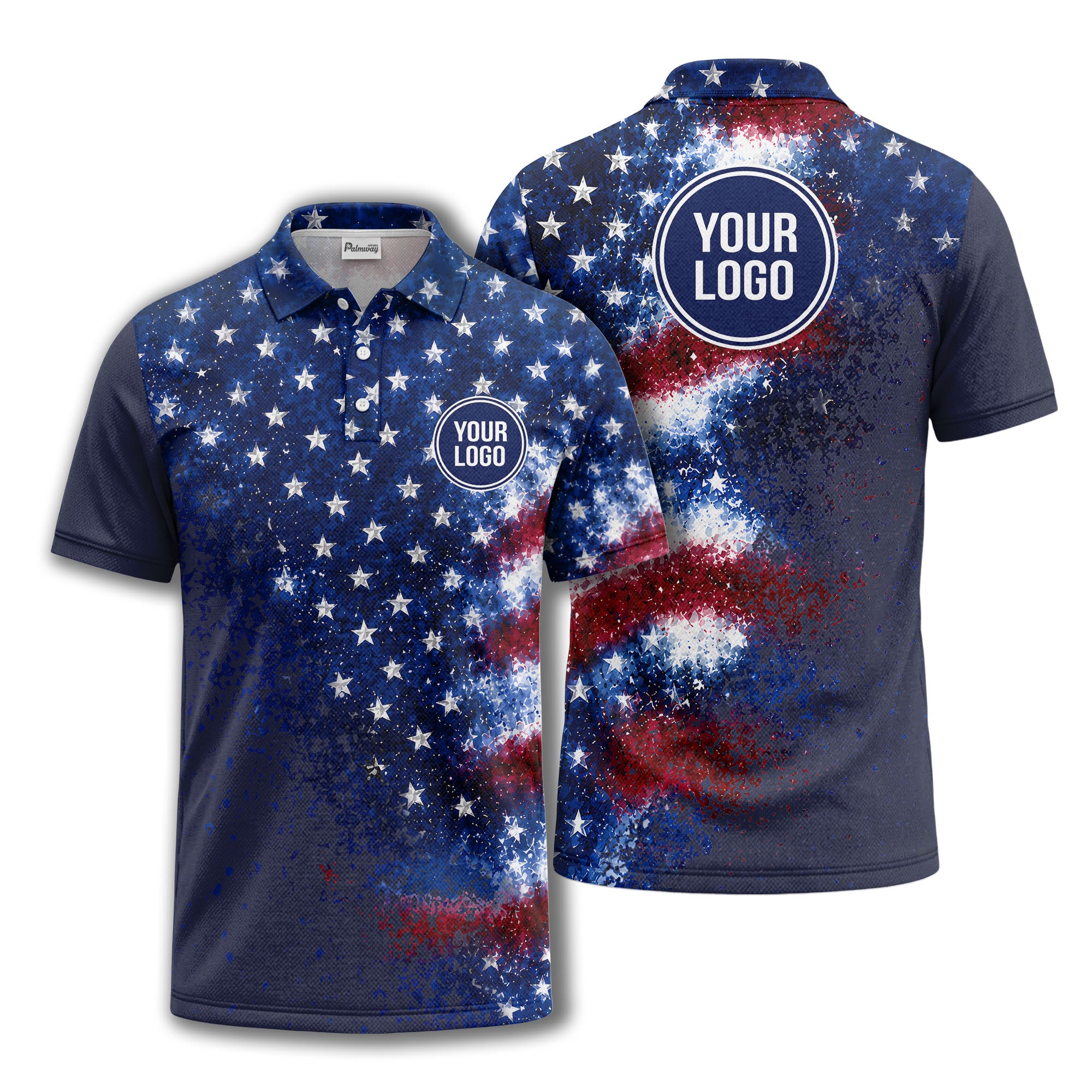 stars & stripes american flag all over print polo shirt