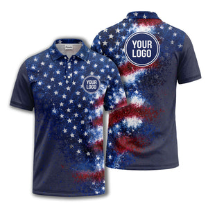 stars & stripes american flag all over print polo shirt