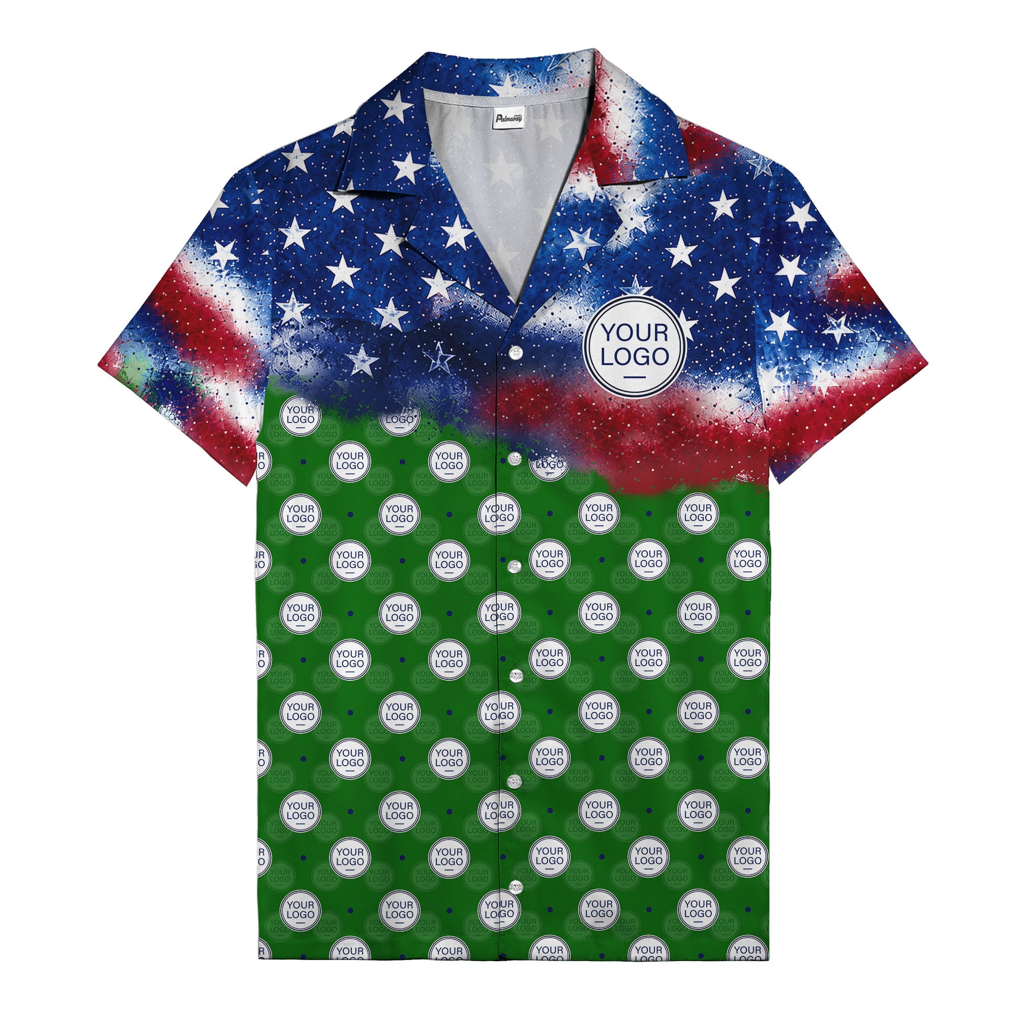 stars & stripes american flag custom logo patriotic hawaiian shirt