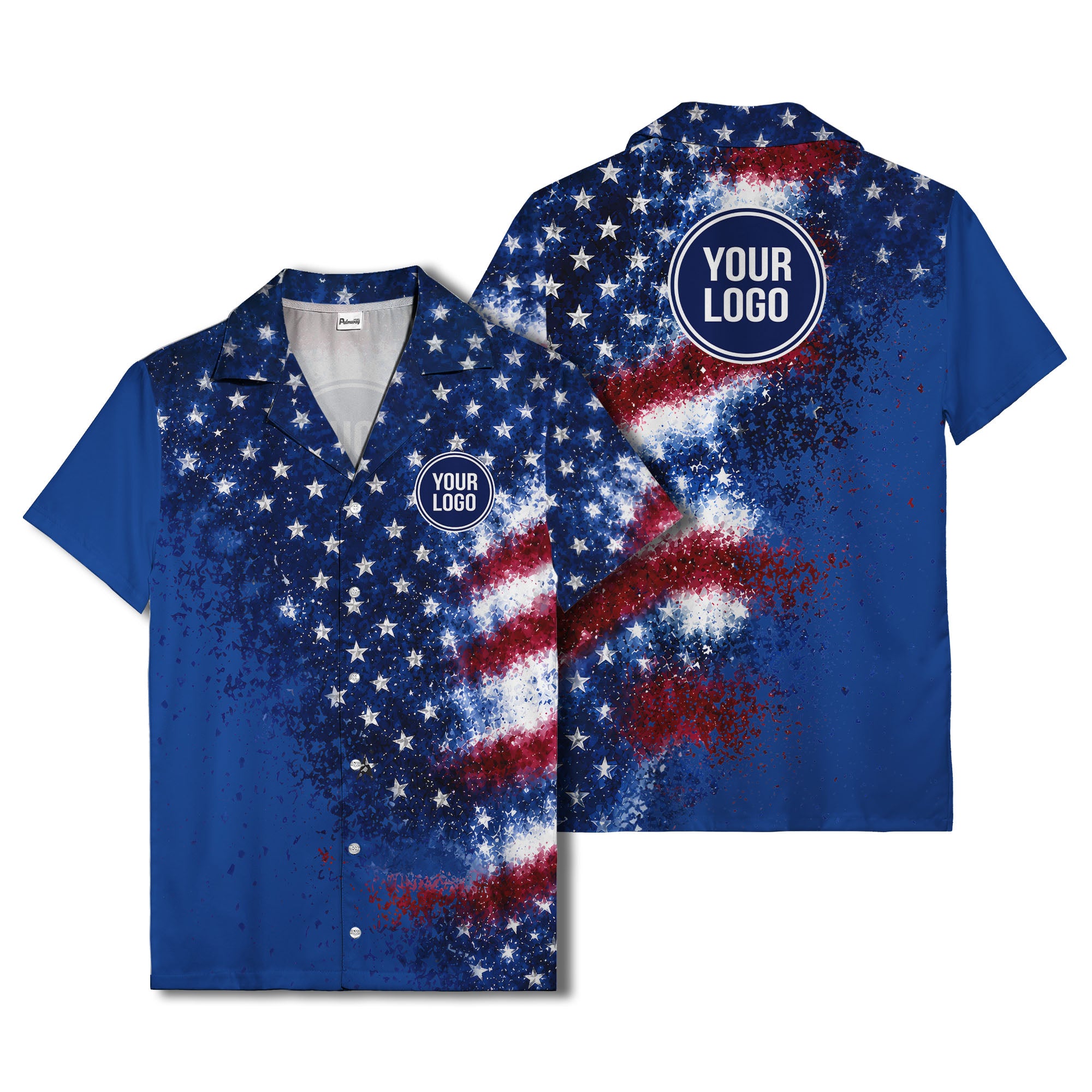 stars & stripes watercolor splash patriotic hawaiian shirt