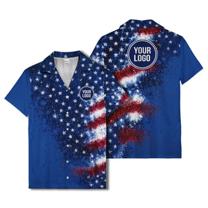 stars & stripes watercolor splash patriotic hawaiian shirt