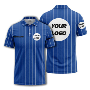 vertical pinstripe custom logo personalized text polo shirt